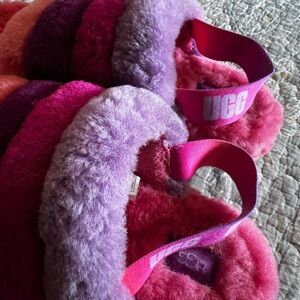 UGG Fuzzy Pink and Purple Slippers